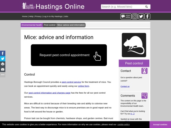 Screenshot of website
