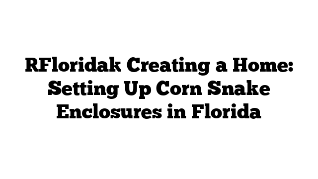 [Florida] Creating a Home: Setting Up Corn Snake Enclosures in Florida