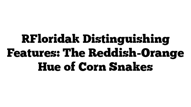 [Florida] Distinguishing Features: The Reddish-Orange Hue of Corn Snakes